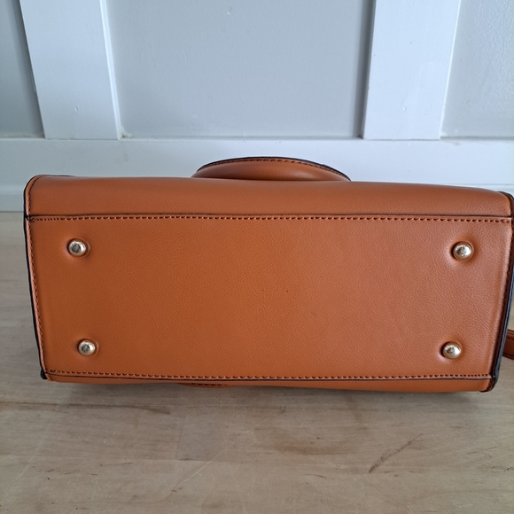 La Terre Fashion Cognac Brown Structured Satchel / Crossbody Bag - Picture 5 of 7